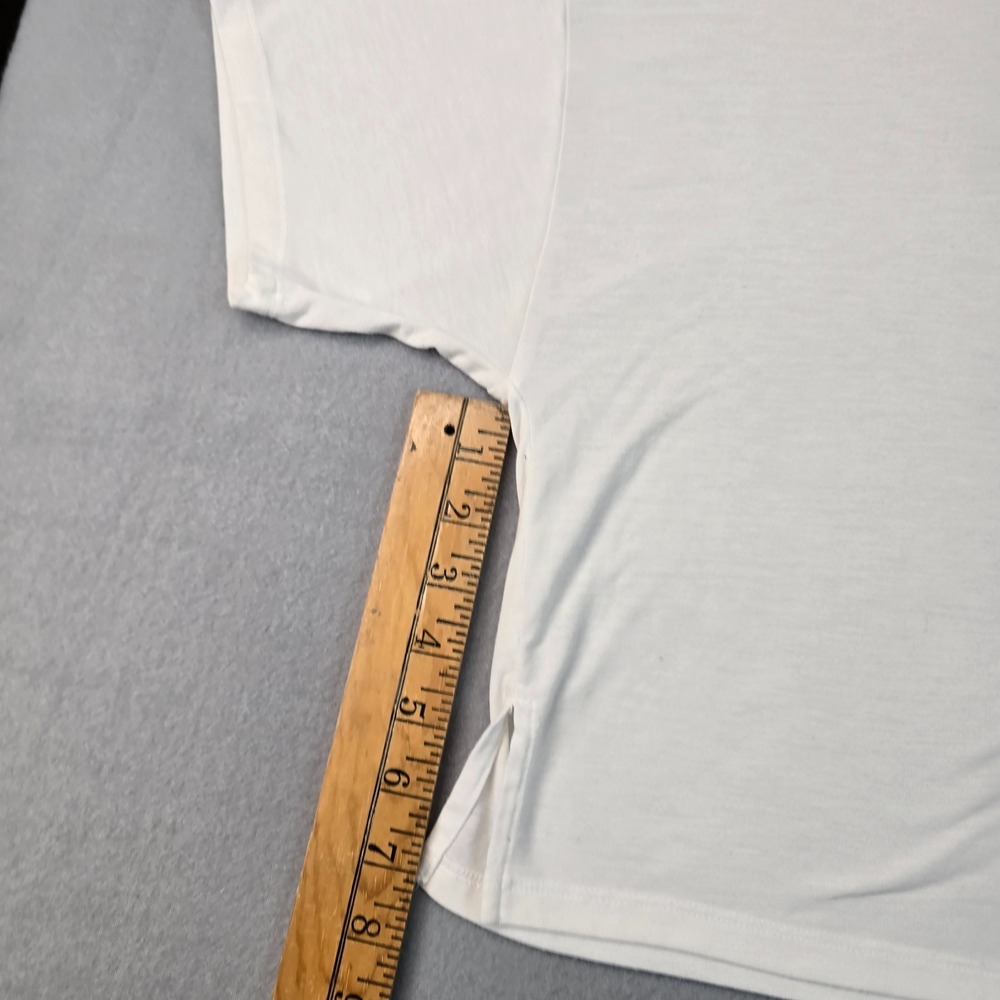 Old Navy Cotton Choose Happy Graphic Crop Top Womens Medium White Short Sleeve - Picture 4 of 7